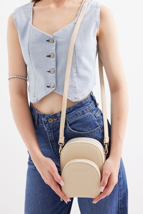 Merterium 010171 Mini Çapraz Omuz Çantası - Bej