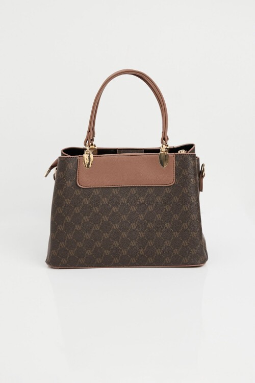 Merterium 010176 Armine Baskılı Çanta - Kahverengi