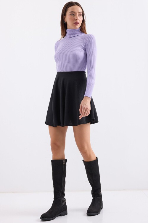 Merterium 10311 Balıkçı Yaka Triko Kazak - Lila