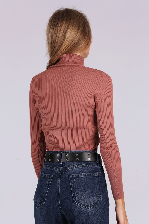 Merterium 10311 Balıkçı Yaka Triko Kazak - Pudra