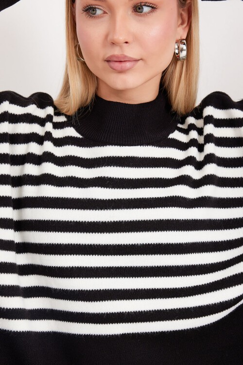 Merterium 15783 Yırtmaçlı Panço Kazak - F. Siyah