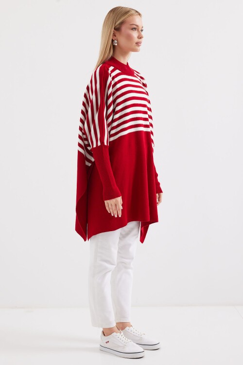 Merterium 15783 Yırtmaçlı Panço Kazak - F.Bordo