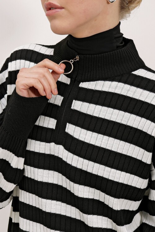 Merterium 15839 Boydan Triko Elbise - D. Siyah