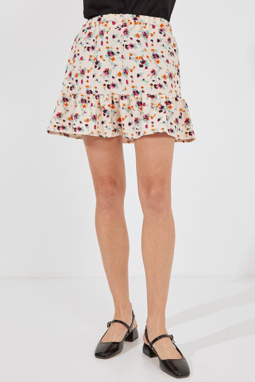 Merterium 1884 Örme Mini Etek - Krem