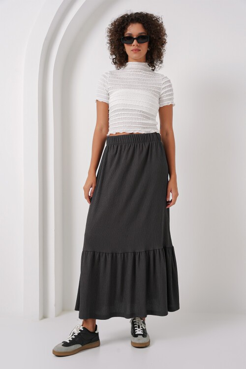 Merterium 1886 Uzun Örme Etek - Antrasit