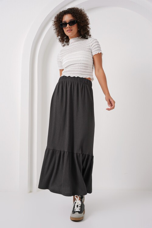 Merterium 1886 Uzun Örme Etek - Antrasit