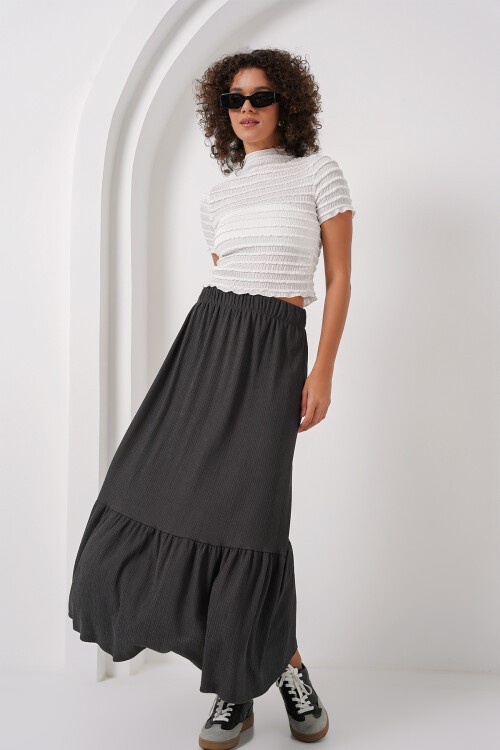 Merterium 1886 Uzun Örme Etek - Antrasit