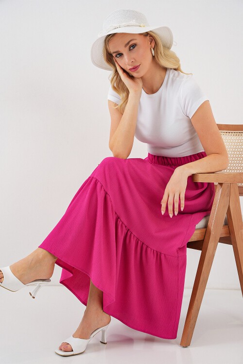 Merterium 1886 Uzun Örme Etek - Koyu Pembe