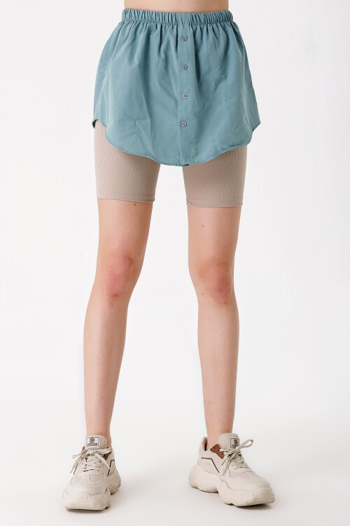 Merterium 1888 Sweatshirt Ve Kazak Altı Gömlek Etek - Su Yeşili