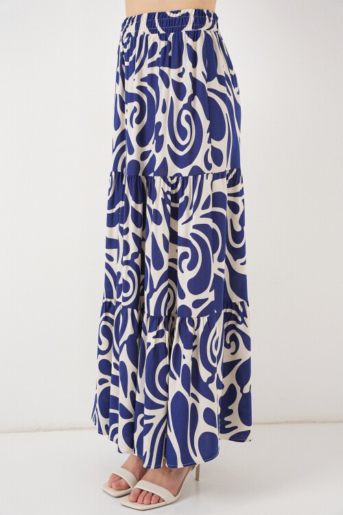 1898 Desenli Uzun Etek - F.Lacivert