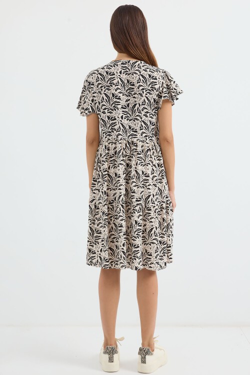 2352 V Yaka Kısa Elbise - A.Siyah