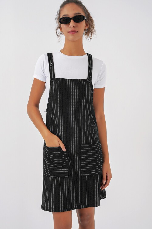 Merterium 2440 Mini Salopet Elbise - Siyah