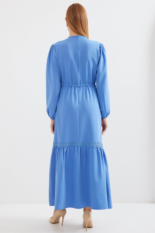 Merterium 2483 Uzun Boydan Elbise - Mavi