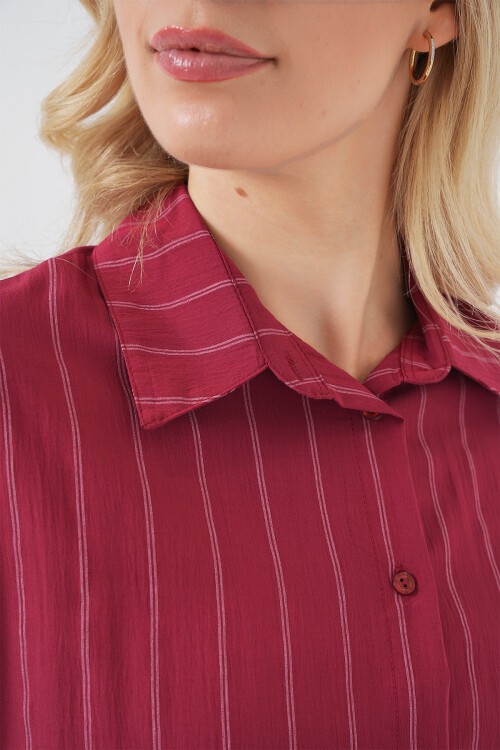 3900 Oversize Kareli Gömlek - Y.Kırmızı