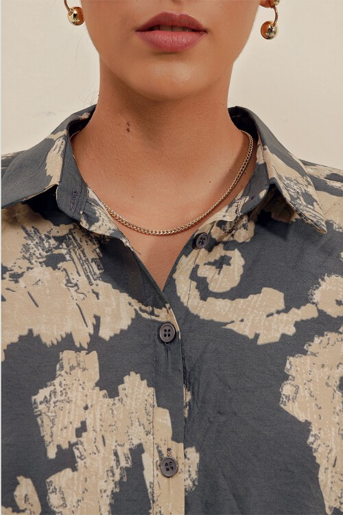 Merterium 3900 Oversize Uzun Basic Gömlek - V. Antrasit