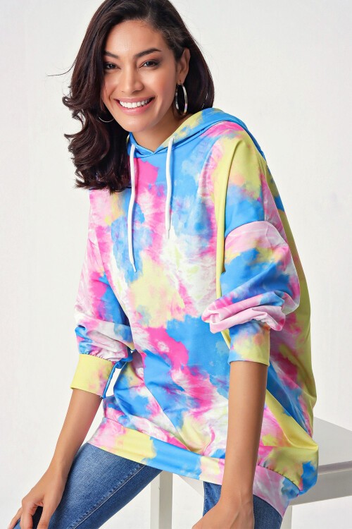 4125 Oversize Sweat Elbise - M. Mavi