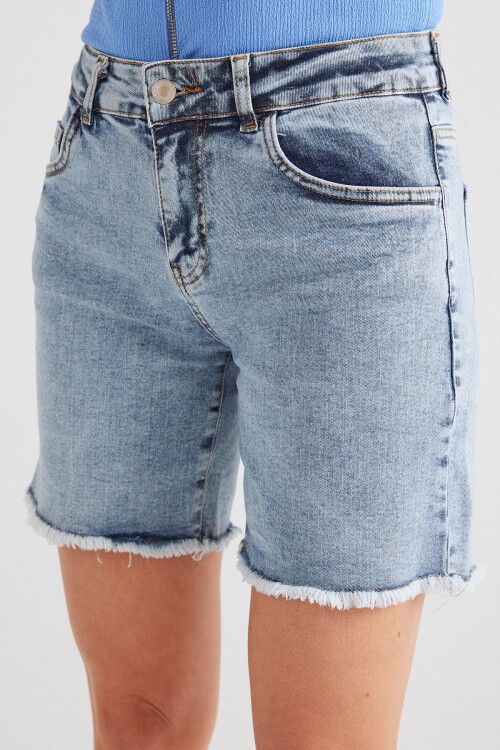 Merterium 5331 Kısa Kot Şort - Mavi