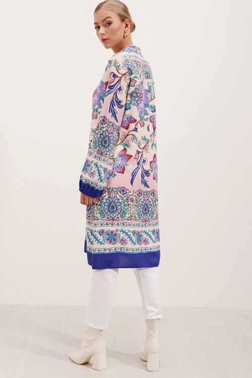 Merterium 5903 Desenli Viskon Elbise - Mor