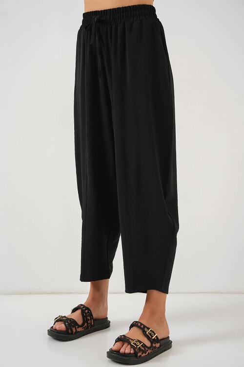 Merterium 6591 Dokuma Şalvar Pantolon - Siyah