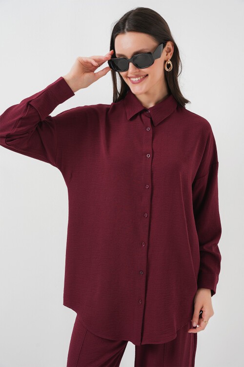 Merterium 6593 Oversize İkili Takım - Bordo