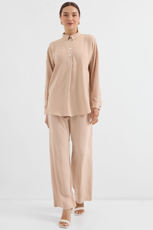 Merterium 6631 Oversize Alt-Üst Takım - Bej