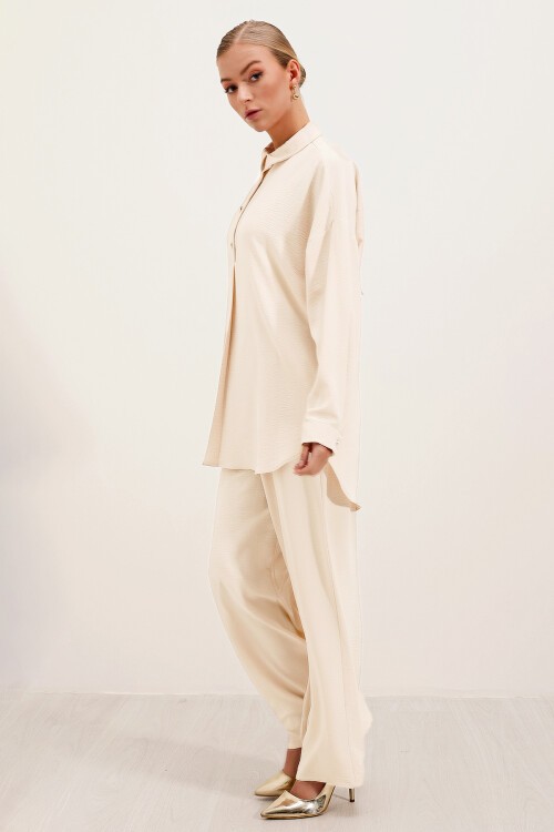 Merterium 6631 Oversize Alt-Üst Takım - Ekru