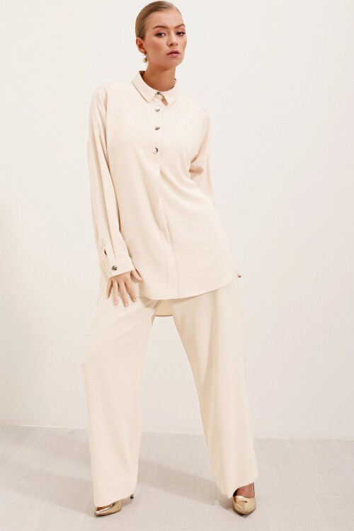 Merterium 6631 Oversize Alt-Üst Takım - Ekru