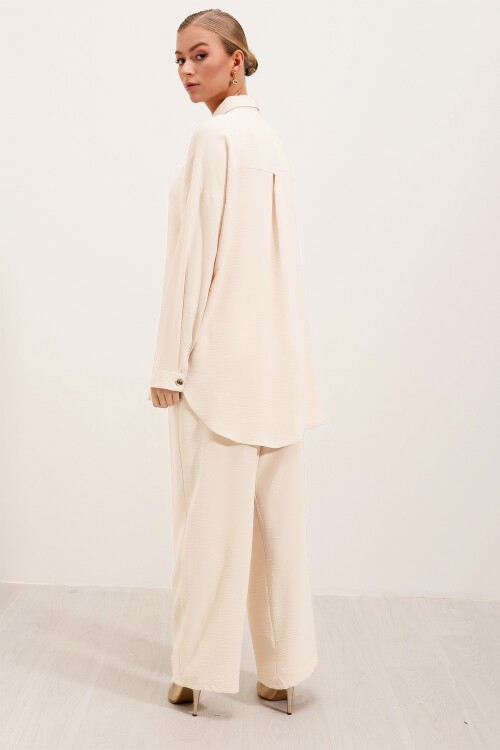 Merterium 6631 Oversize Alt-Üst Takım - Ekru