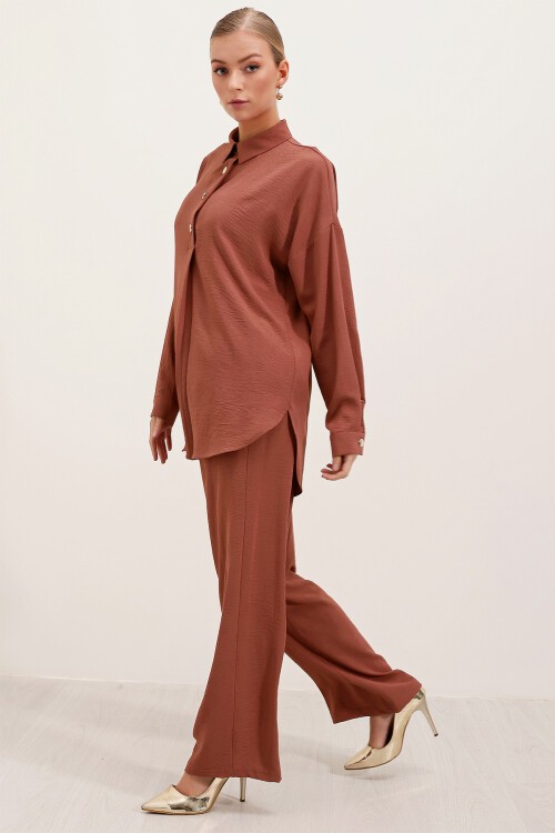 Merterium 6631 Oversize Alt-Üst Takım - Kiremit