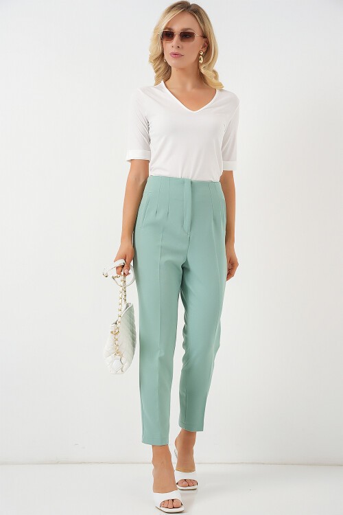 Merterium 6650 Yüksek Bel Kumaş Pantolon - Mint