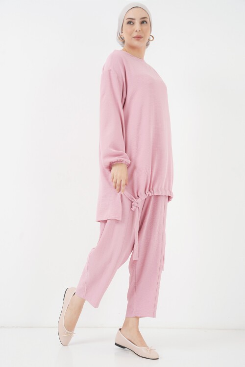 Merterium 6682 Tunik Pantolon İkili Takım - Pudra