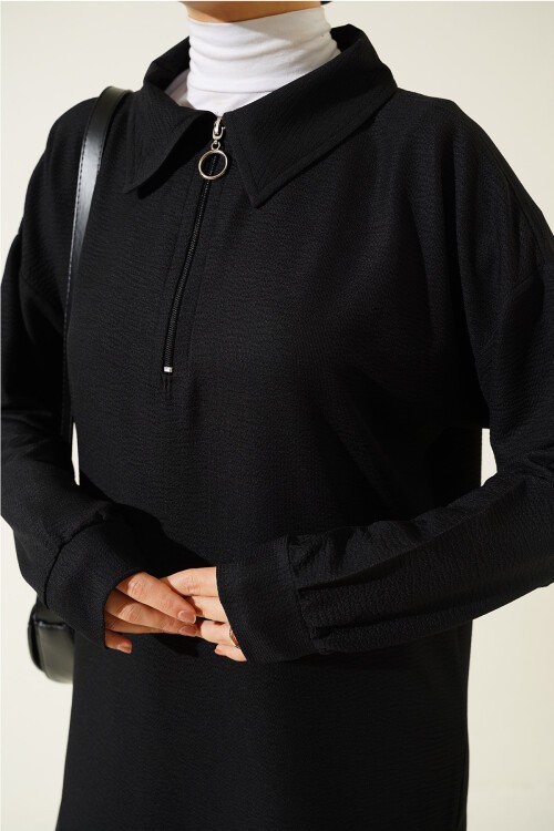 Merterium 6684 Bol Paça Pantolon Tunik İkili Takım - Siyah