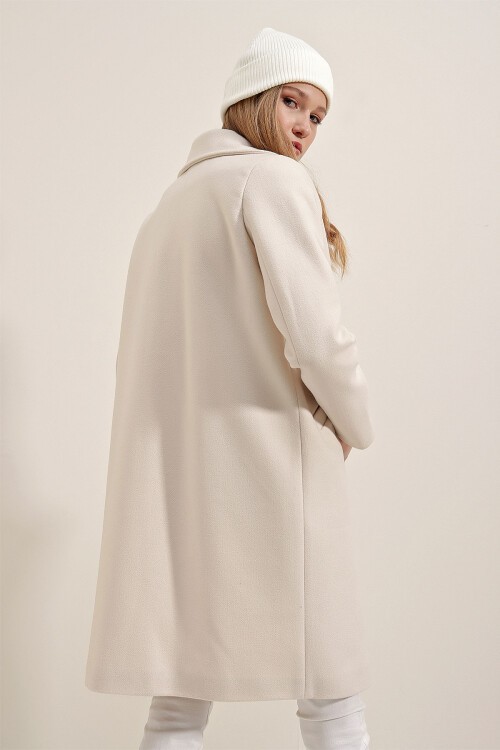 Merterium 9085 Kaşe Kaban - Ekru