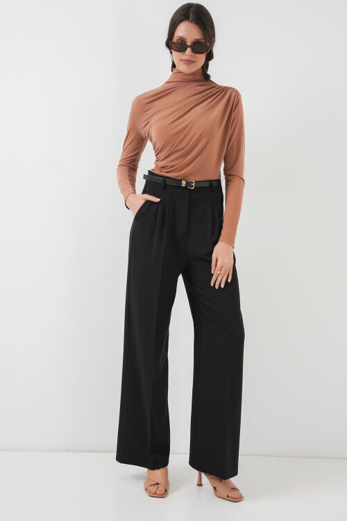 Merterium 925 Büzgü Detaylı Sandy Bluz - Bisküvi