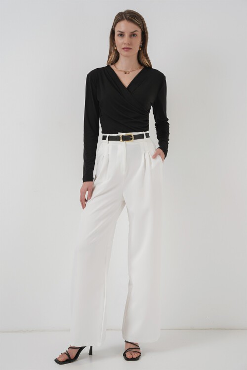 Merterium 939 Anvelop Yaka Sandy Bluz - Siyah