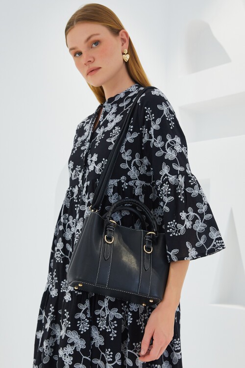 Merterium Armine Kadın Siyah Askılı Mini Tote Çanta 010164