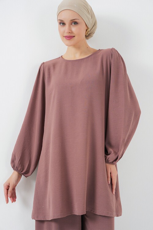 Merterium Ayrobin Tunik Pantolon Alt Üst Takım 6712 - Gül Kurusu