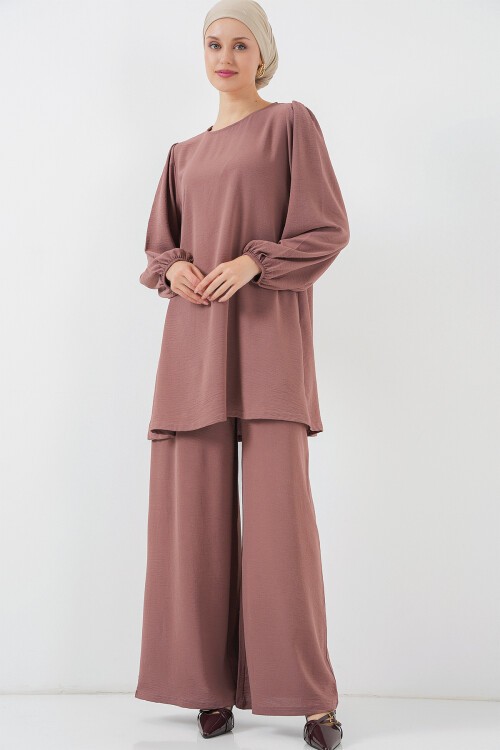 Merterium Ayrobin Tunik Pantolon Alt Üst Takım 6712 - Gül Kurusu