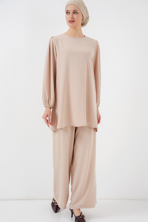 Merterium Ayrobin Tunik Pantolon Alt Üst Takım 6712 - Krem