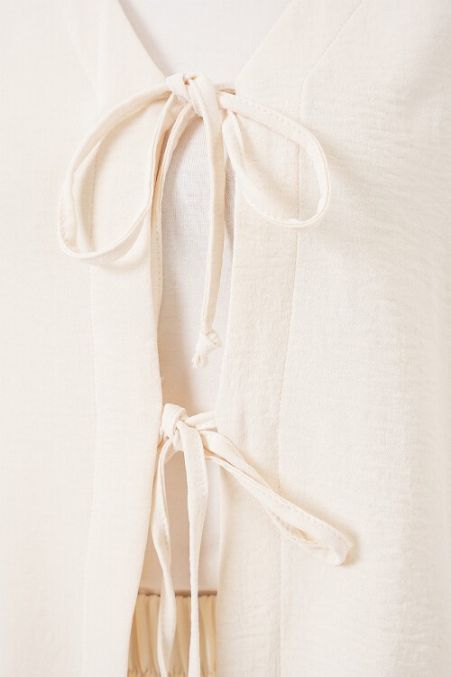 Kadın Ayrobin Kimono Etek İkili Takım 8047 - Ekru