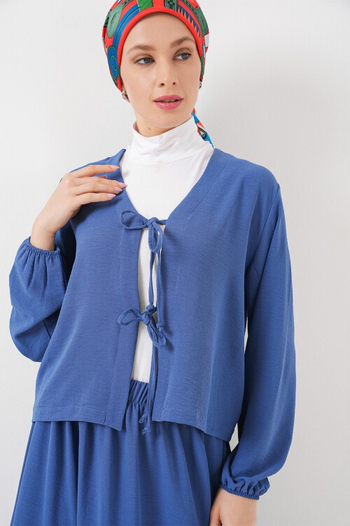 Kadın Ayrobin Kimono Etek İkili Takım 8047 - İndigo