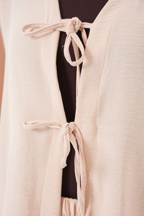 Kadın Ayrobin Kimono Etek İkili Takım 8047 - Krem