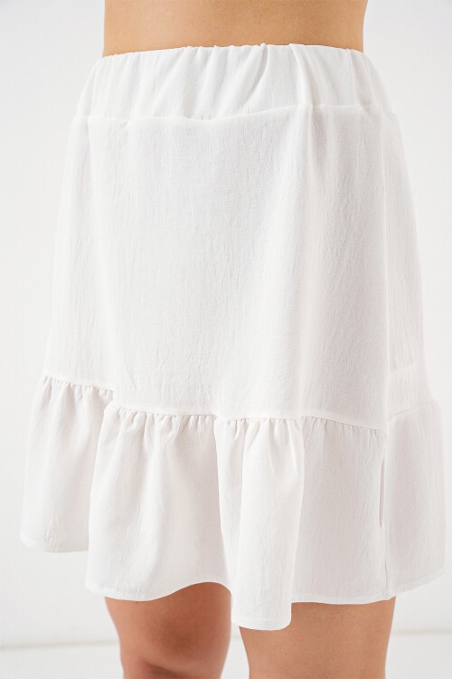 Merterium Kadın Ayrobin Mini Etek 8054 - Beyaz