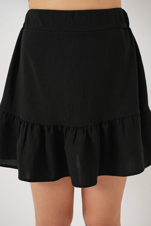 Merterium Kadın Ayrobin Mini Etek 8054 - Siyah