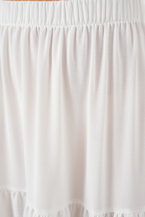 Merterium Kadın Ayrobin Uzun Etek 8048 - Beyaz