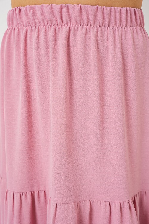 Merterium Kadın Ayrobin Uzun Etek 8048 - Pudra