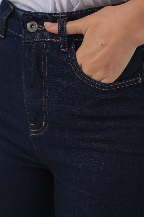 Merterium Kadın Bol Paça Yüksek Bel Palazzo Kot Pantolon 6656 - K. Lacivert