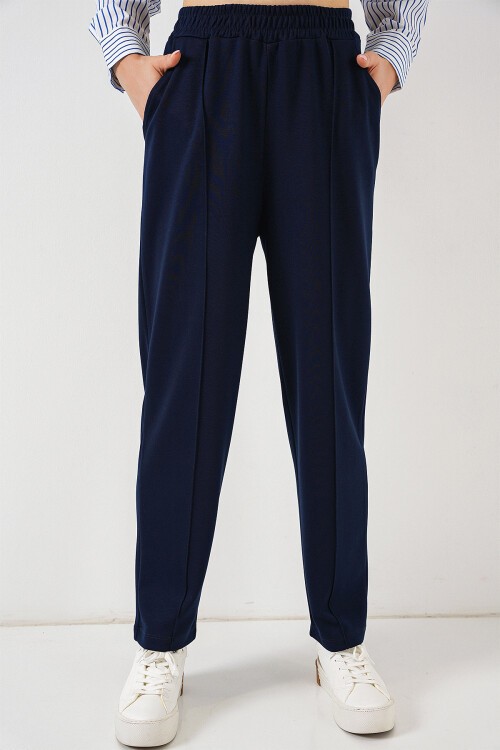 Merterium Kadın Çizgili Dokuma İkili Takım 6750 - Lacivert