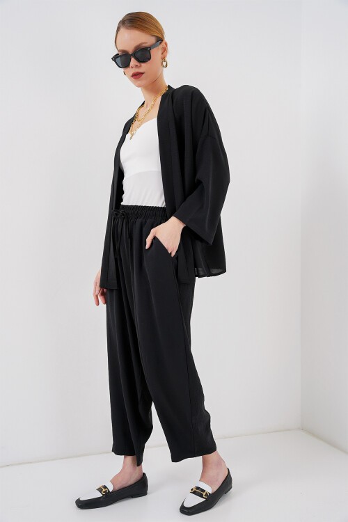 Kadın Kimono İkili Takım 6693 - Siyah