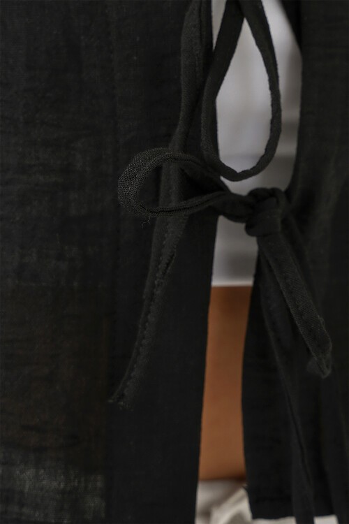 Merterium Kadın Kısa Kol Crop Bluz 958 - Siyah